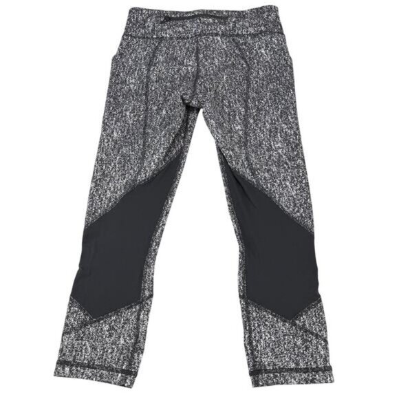 LULULEMON Pace Rival Crop Size 6 Power Luxtreme Suited Jacquard Black White - Picture 8 of 9